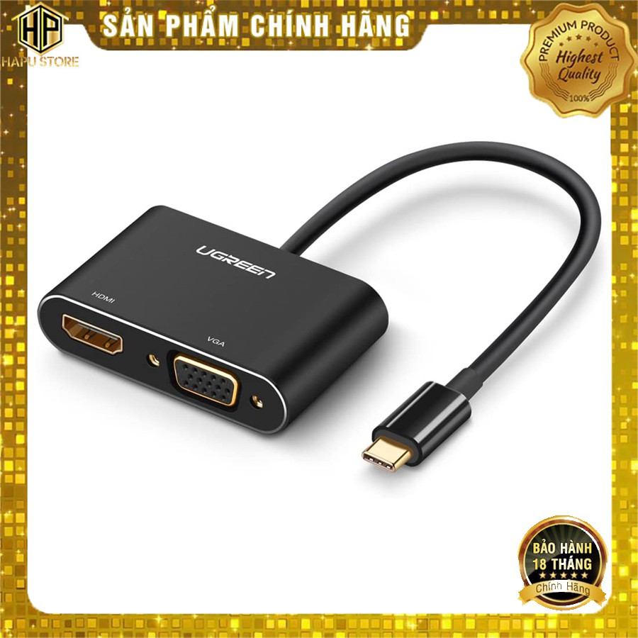 Cáp chuyển Type-C to HDMI và VGA Ugreen 50738 chính hãng - Hapustore