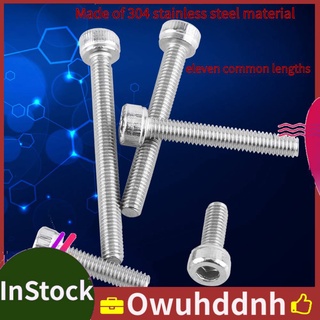 Owuhddnh Owuh 100 chiếc M3 Thép không gỉ SS304 Lục giác Ổ cắm Nắp Đầu Vít Bu lông Dây Cung cấp