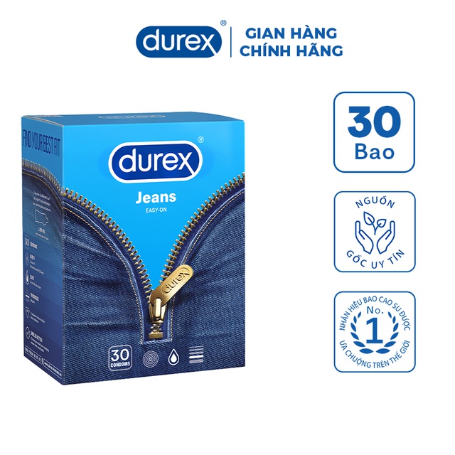 Bao cao su Durex Jeans – Hộp 30 bao