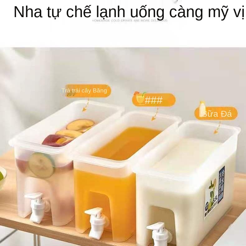 Ấm đun nước lạnh gia dụng Mùa hè dung tích lớn Mùa hè có vòi Nước mát lạnh Thùng đựng nước chanh trong tủ lạnh Chai bọt