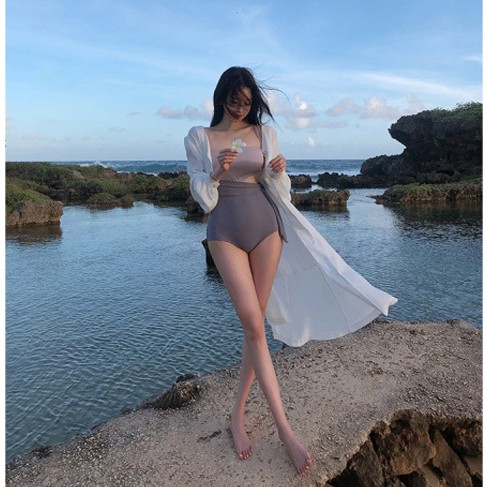 Bộ bikini đi biển, đồ bơi cạp cao hai mảnh cao cấp thắt nơ che bụng ANA - GIN SHOP | BigBuy360 - bigbuy360.vn