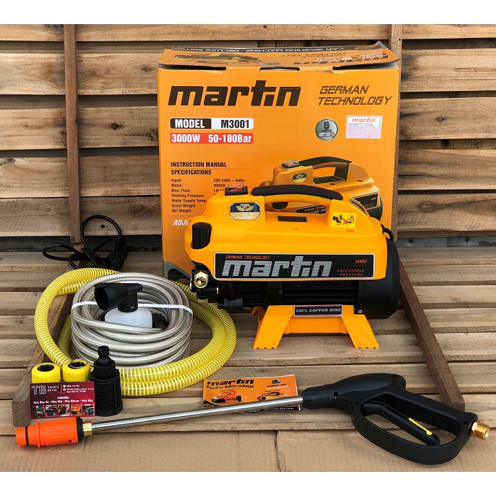 MÁY RỬA XE MARTIN CHỈNH ÁP 3000W CHỐNG ỒN FULL PHỤ KIỆN M3001