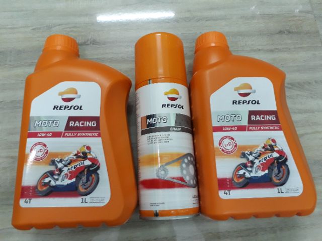 Combo 2 chai Dầu nhớt tổng hợp cao cấp xe số và xe tay côn Repsol Racing 10W-40 1L