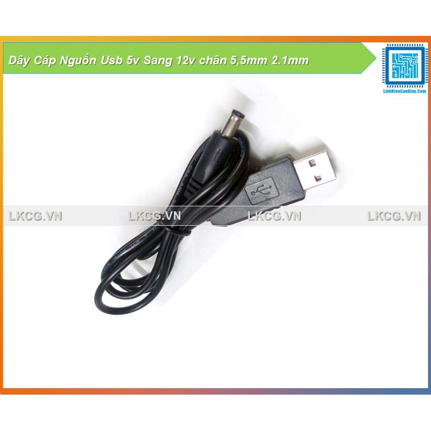 Dây Cáp Nguồn Usb 5v Sang 12v chân 5,5mm 2.1mm