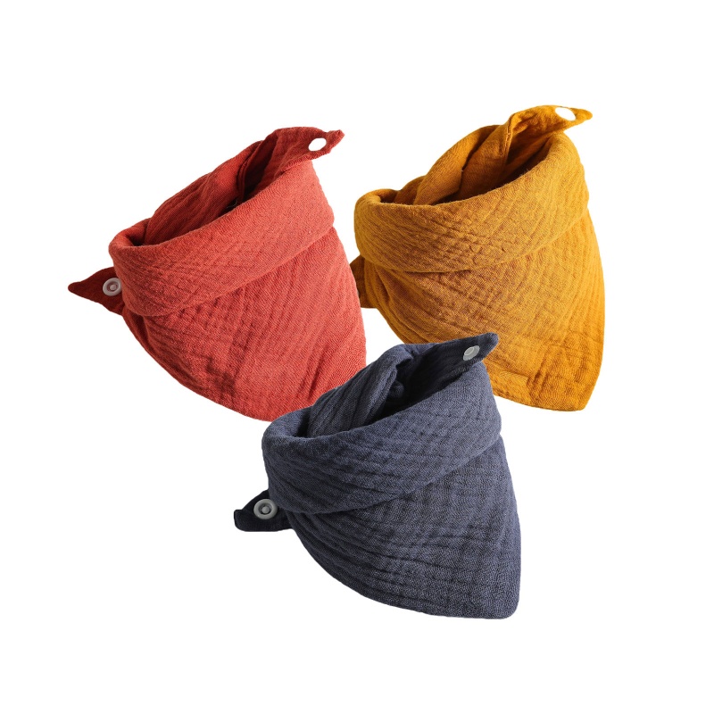 Bộ 3 Yếm Ăn Cotton Mềm Mại Hình Tam Giác Có Nút Bấm Điều Chỉnh Được Tiện Lợi Dành Cho Em Bé