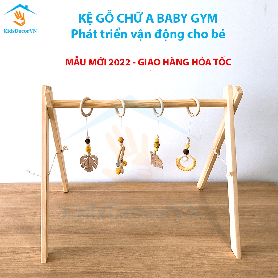 KỆ CHỮ A BẰNG GỖ AN TOÀN CHO BÉ KHUNG GỖ MONTESSORI KỄ GỖ CHỮ A TREO ĐỒ CHƠI CHO BÉ KIDSDECORVN ẢNH THẬT