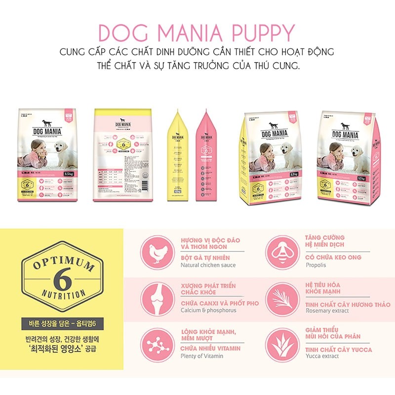 [3kg] Thức ăn cho chó Dog mania Puppy dành cho chó nhỏ