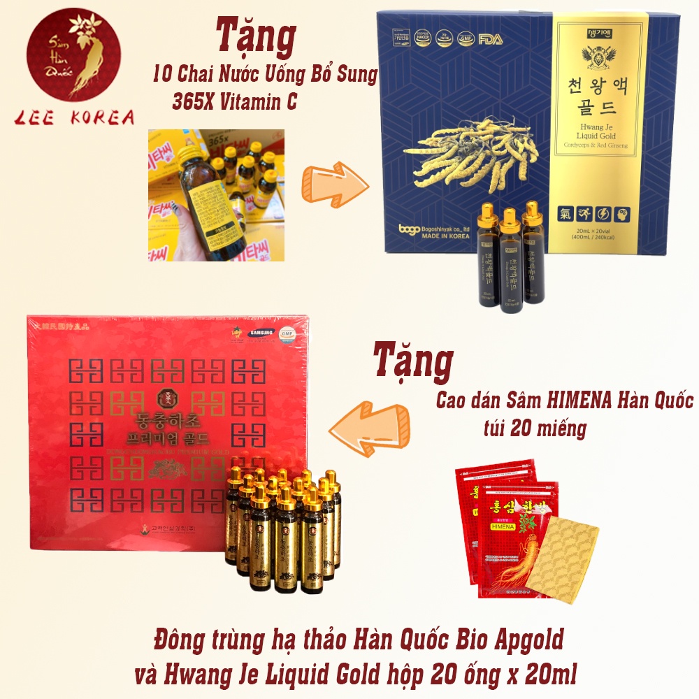 Nước đông trùng hạ thảo Hàn Quốc hộp 20 ống x 20ml Bio Apgold và Hwang Je Liquid Gold