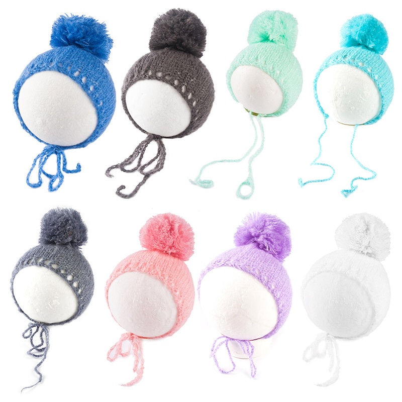 Mũ Len Beanie Dệt Kim Giữ Ấm Làm Phụ Kiện Chụp Ảnh Cho Bé Sơ Sinh