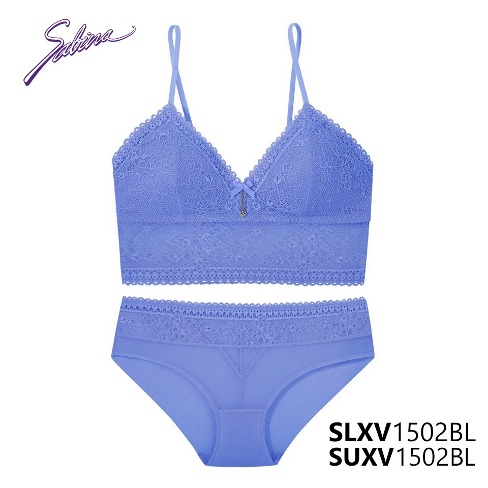 Combo Áo Lót Ren Quyến Rũ Mút Lót Kèm Rời Không Gọng Và Quần Đồng Bộ Màu Xanh Gorgeous By Sabina SLXV1502BL+SUXV1502BL