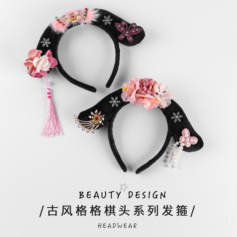 Băng đo cài tóc Bán Chạy Băng Đô Rửa Mặt Trang Trí Tua Rua Màu Hồng Phong Cách Cung Điện retro Dễ Thương Dành Cho Người Lớn