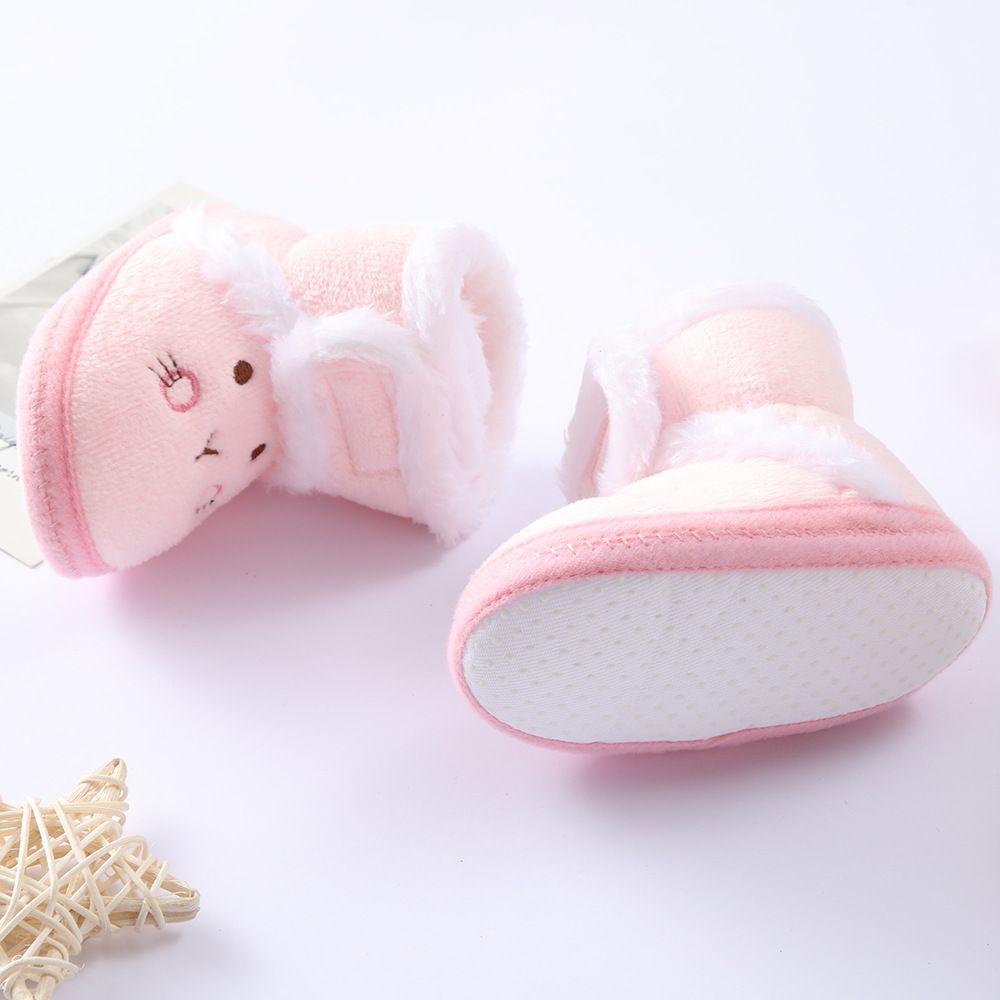 Giày bốt lót nhung mềm giữ ấm chống trượt in hình gấu hoạt hình xinh xắn cho bé sơ sinh