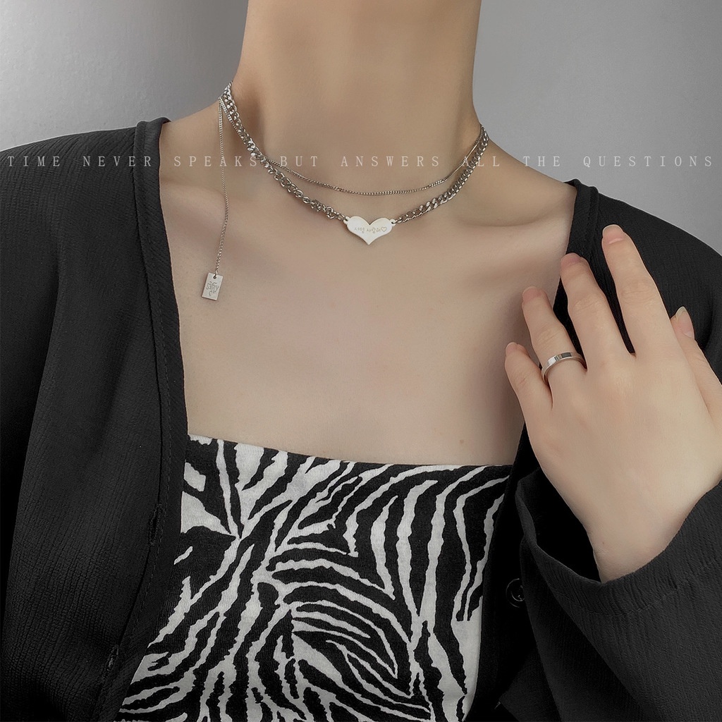 Dây Chuyền Nhiều Lớp Mặt Hình Trái Tim Thời Trang Cá Tính