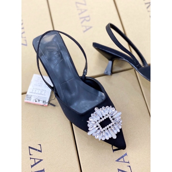 Giày cao gót nữ form slingback đính đá sang trọng, thanh lịch