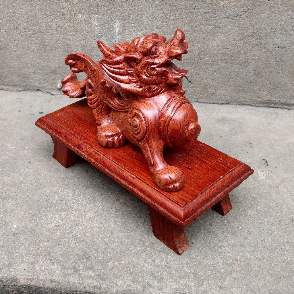 Tỳ Hưu gỗ Hương - Tượng Tỳ Hưu - Tượng Đơn - Kích thước: 20cm