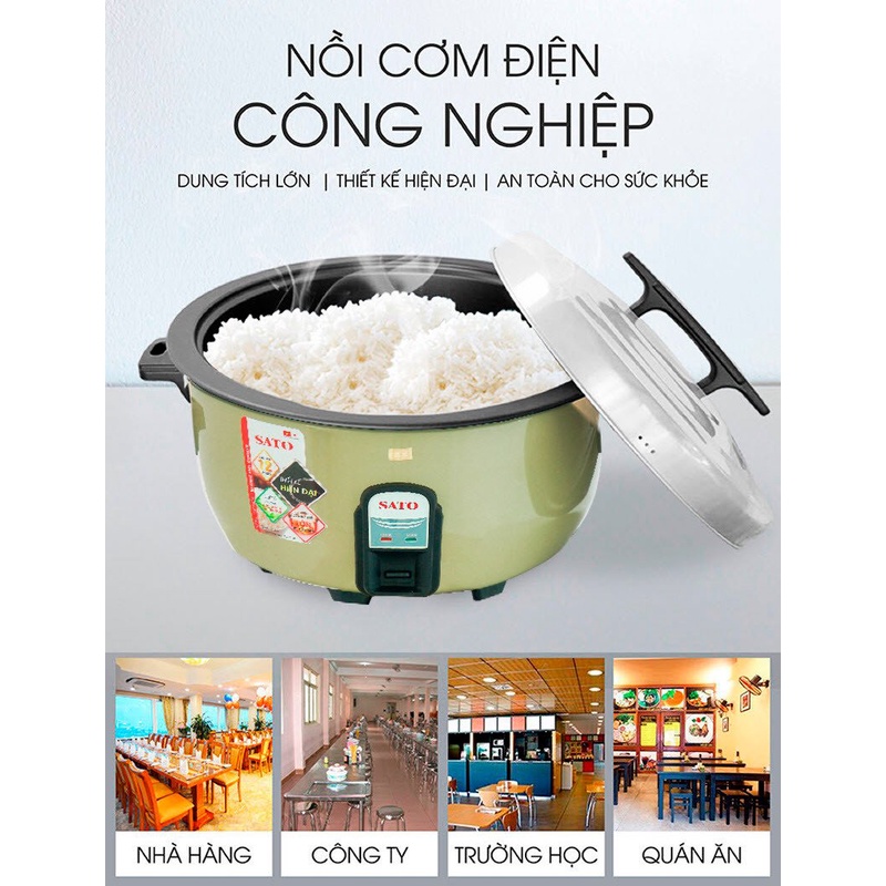 Nồi cơm điện công nghiệp Sato Q12 (V) 12L, màu vàng nhạt, dung tích 5kg gạo