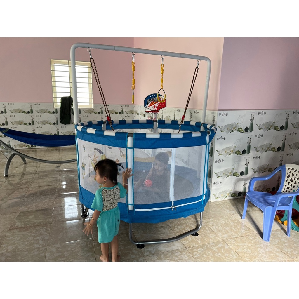 Nhà nhún nhảy đa năng quây bóng, xà đon, bóng rổ cho bé KORE hỗ trợ tăng chiều cao cho bé yêu