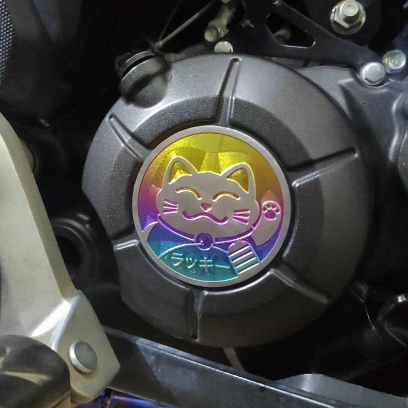 Tem titan logo mèo thần tài dán xe máy