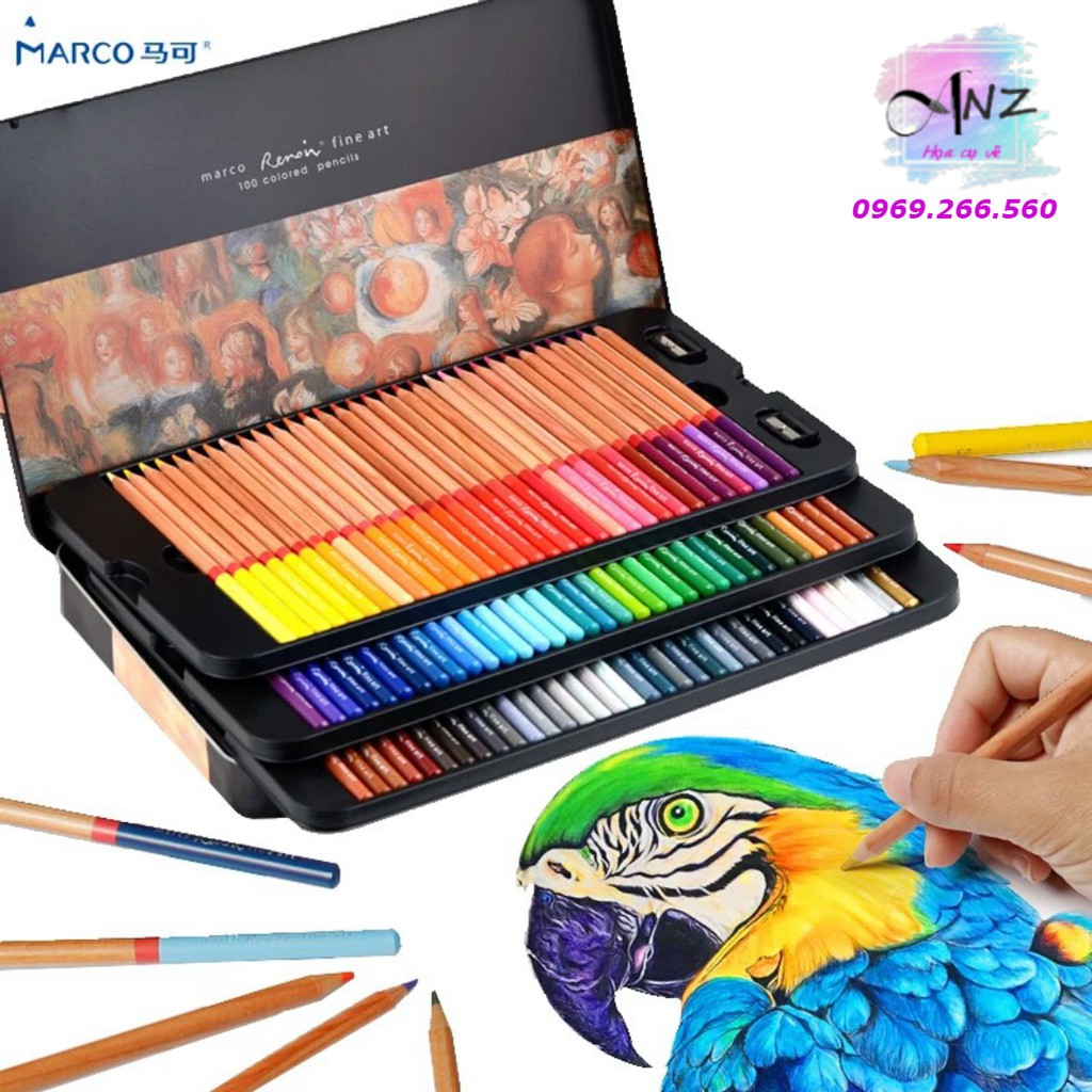Chì màu gốc dầu CAO CẤP Marco Renoir 24/36/48/72/100/120 màu
