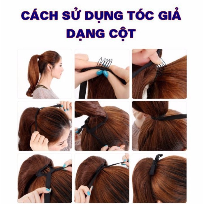 Tóc giả nữ cột / Tóc giả buộc xoăn đuôi sợi tơ cao cấp