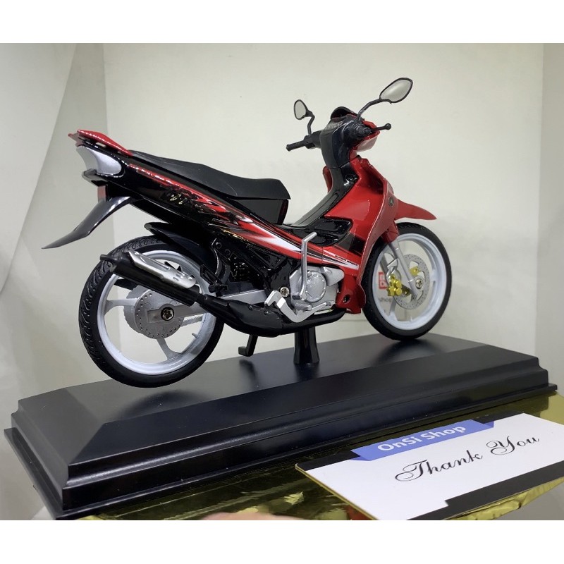 YAMAHA YAZ 125cc (Y125ZR) MÔ HÌNH XE MOTOR ( ĐỎ - ĐEN - bánh trắng ) tỉ lệ 1/12