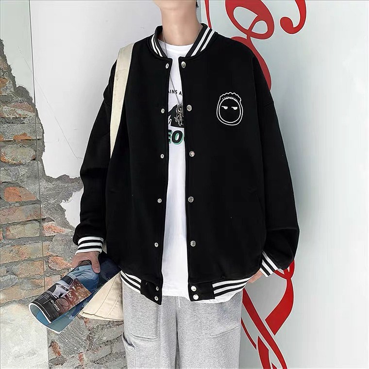 (A159) Áo khoác bóng chày unisex 2 màu đen - hồng
