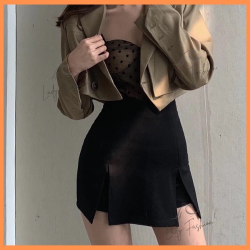 Chân Váy Chữ A Dáng Ngắn Chất Tuyết Mưa Dày Dặn Co Giãn Lưng Cao Xẻ Tà 2 Bên Dáng Ôm Quyến Rũ