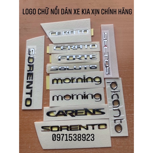 Bộ logo tem KIA MORNING CARETO SORENTO FORTE SOLUTO PICANTO SELTOS CARENS dán thân xe hàng xịn HÃNG cao cấp