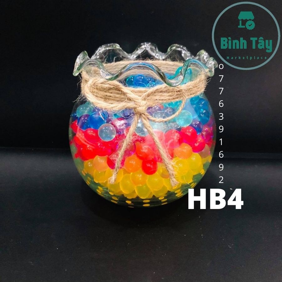 Bể cá thủy tinh, hồ thuỷ sinh GLASS mini FISH TANK TERRARIUM trang trí để bàn văn phòng 500ml BT-HB418 D9 H11