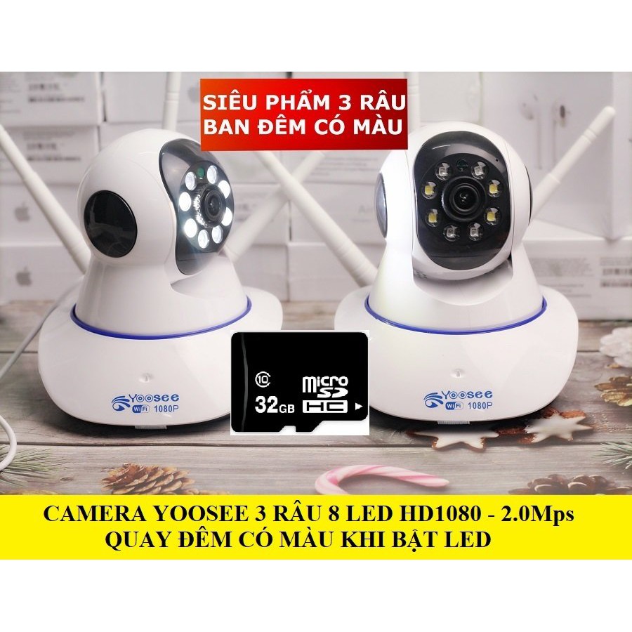 [ GIÁ SẬP SÀN ] CAMERA IP WIFI YOOSEE 3 RÂU QUAY ĐÊM CÓ MÀU - XOAY 360 ĐỘ - THEO DỖI ĐỐI TƯỢNG