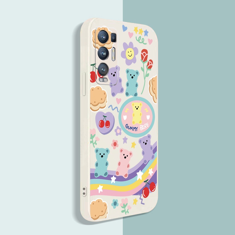 Ốp điện thoại silicon mềm viền vuông in hình gấu hoạt hình cho OPPO Reno6 Z 5G 5 Pro 4 4G 3 Reno2 Z F
