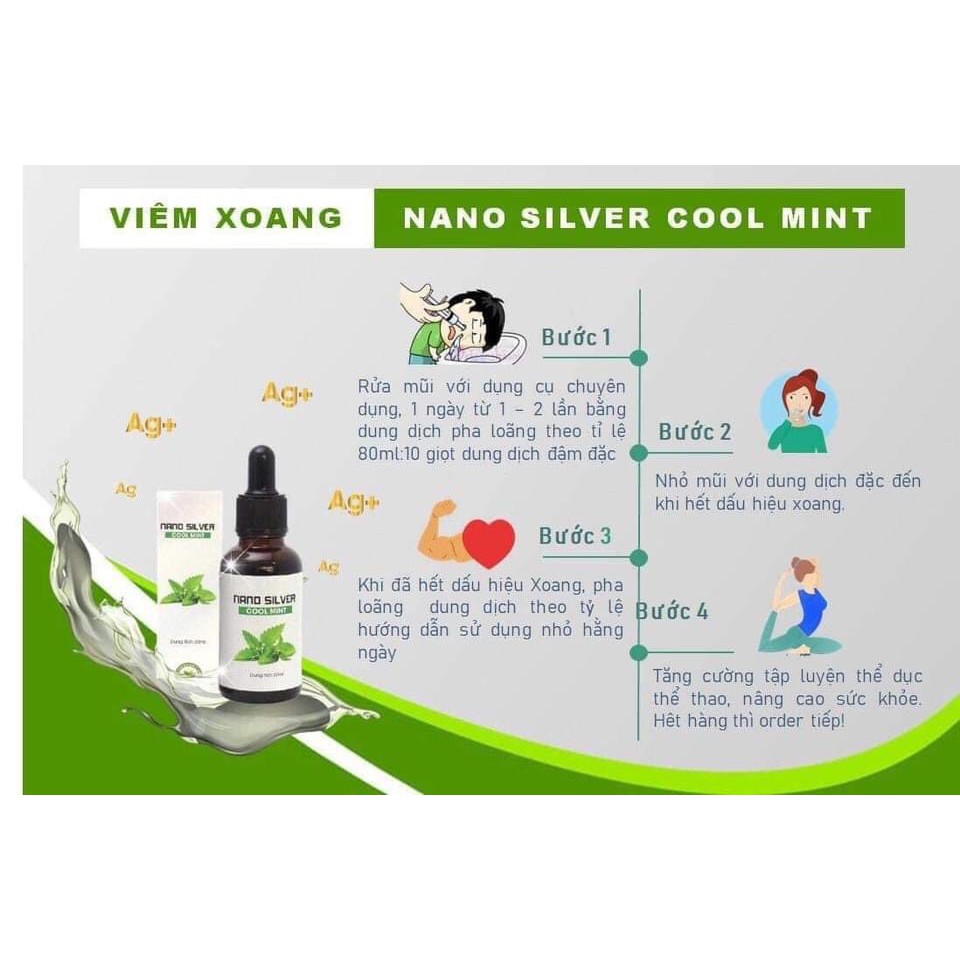 [MUA 2 TẶNG 1] NANO BẠC - NANO SILVER COOL MINT - Sát khuẩn Tai Mũi Họng 30ml Mua 2 tặng 1 dung dịch sát khuẩn