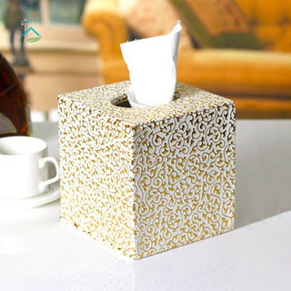Hộp Đựng Khăn Giấy Hình Vuông Khắc Họa Tiết Dùng Trang Trí Nhà / Văn Phòng / Khách Sạn