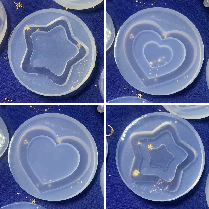 Khuôn Làm Móc Khóa Epoxy Hình Ngôi Sao/Trái Tim