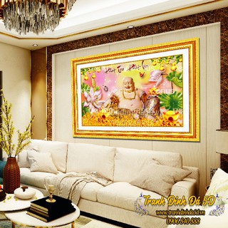TRANH ĐÍNH ĐÁ PHẬT DI LẶC 100X65CM