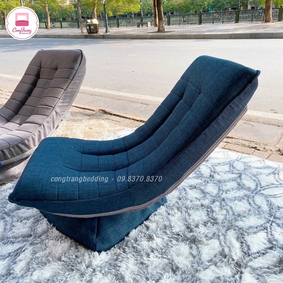 Ghế Tựa sofa xoay 360 độ, Ghế bệt tựa Lưng kiểu nhật Vải Thổ Cẩm điều chỉnh 5 cấp độ, Chịu trọng lượng 180kg