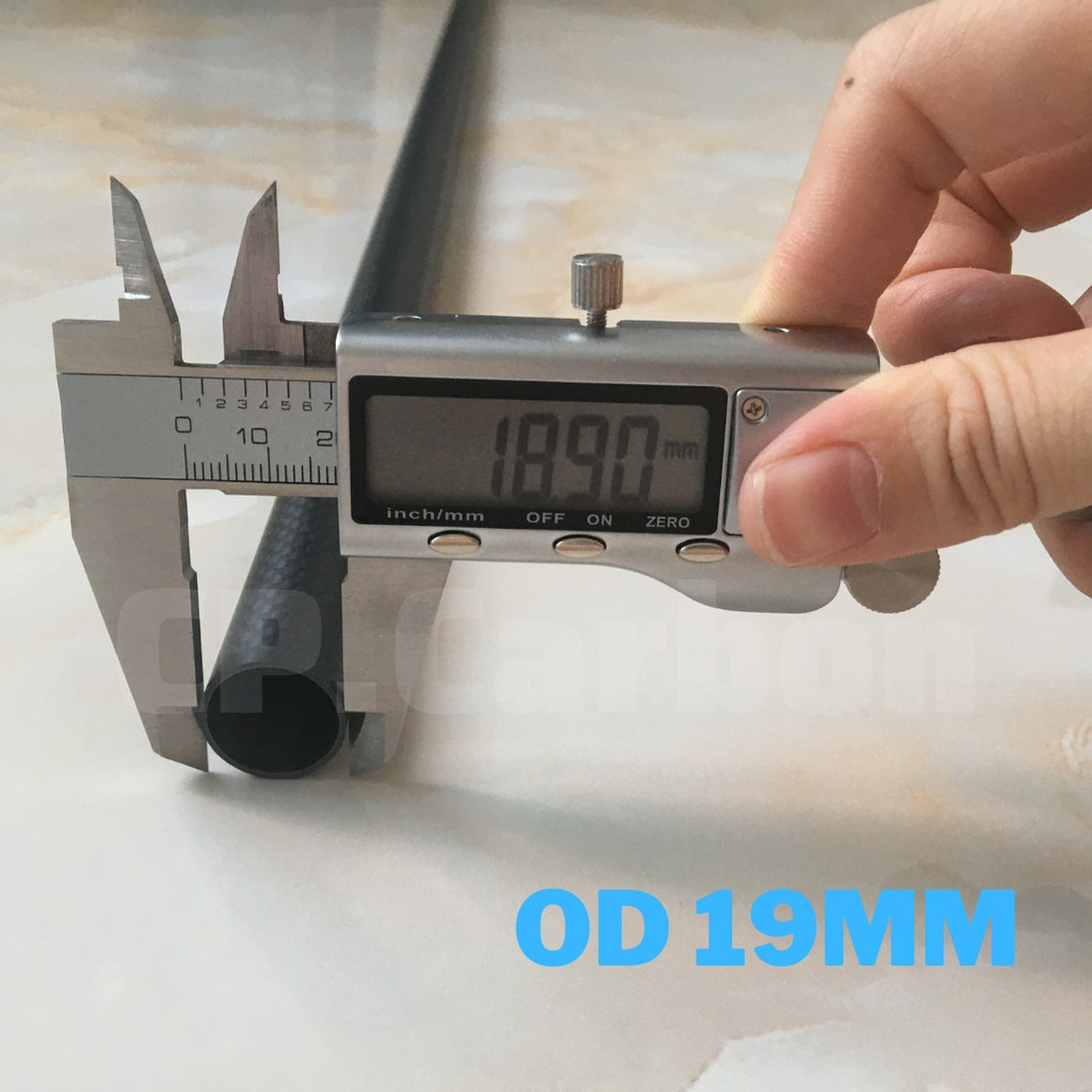 Ống carbon 3K rỗng dài 1 mét đường kính ngoài 19mm, đường kính trong 17mm