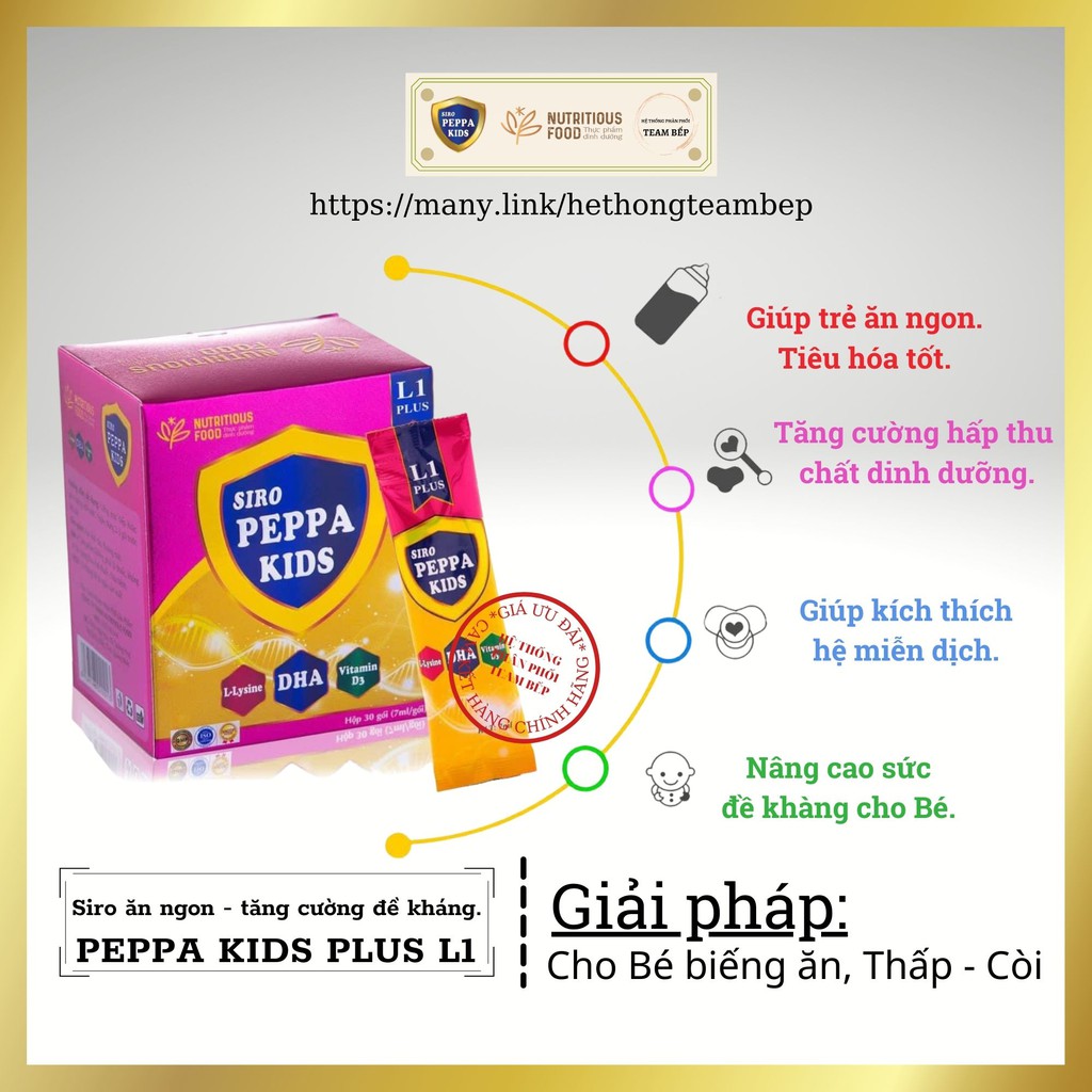 Siro ăn ngon tăng cường đề kháng Peppa Kids Plus L1 bổ sung vitamin cho bé - COMBO 2 HỘP - Mã: BEP012