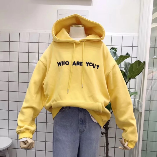 Áo khoác hoodie vải nỉ lót bông dày dặn thêu Who