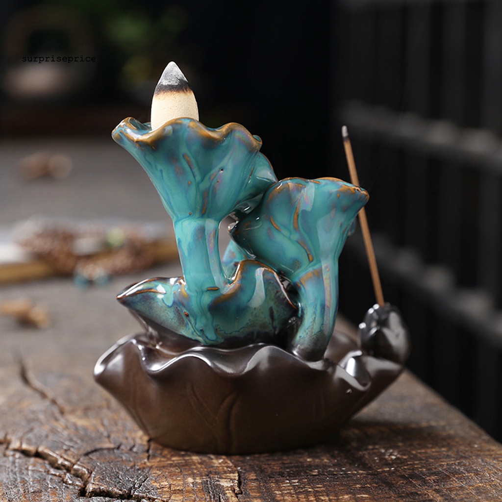 【H】Giá Đỡ Trầm Hương Bằng Gốm Hình Lá Cây Phong Cách Truyền Thống Cổ Điển Hai Chiều Để Bàn