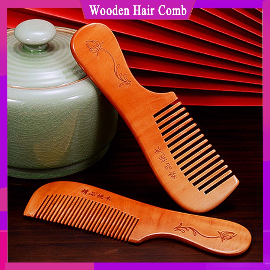 Lược Chải Tóc Bằng Gỗ Đào Tự Nhiên Chống Tĩnh Điện