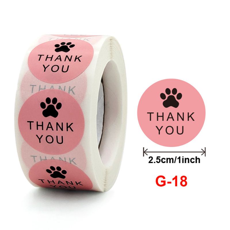 Cuộn 500 tem Sticker Thank you in màu tự dính 2.5cm - Tem cảm ơn