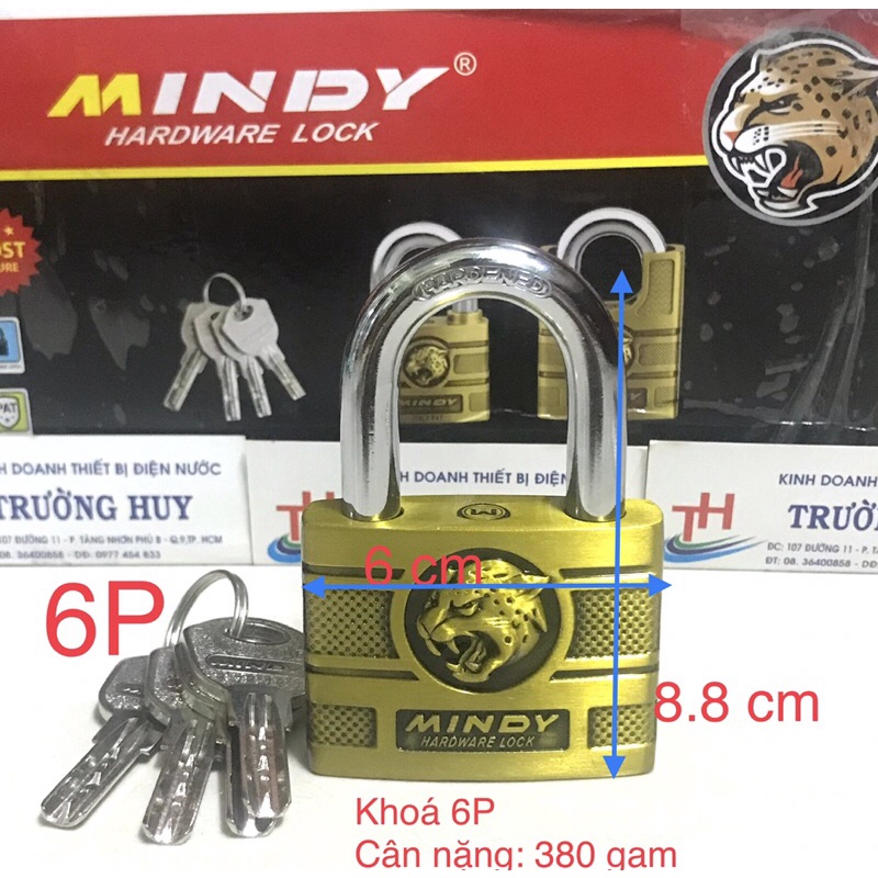 Khoá thau đồng giã cổ bấm chống cắt 50 - 60 mm hiệu Mindy - Bảo hành 6 tháng