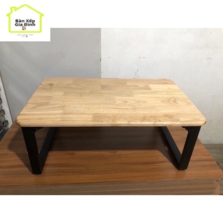 BÀN GỖ CHÂN SẮT 50*80*35 bo viền góc cạnh