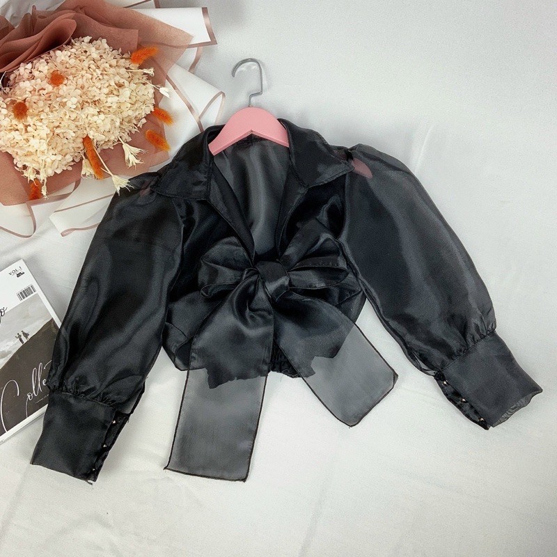 Set áo tay bồng buộc nơ kèm áo 2 dây bên trong tiểu thư cực xinh | BigBuy360 - bigbuy360.vn