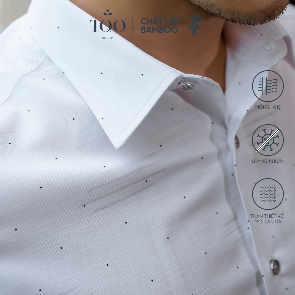 Áo sơ mi nam ngắn tay TQQ chất liệu bamboo không nhăn dáng Slimfit công sở H250CB vạt bằng có túi ngực