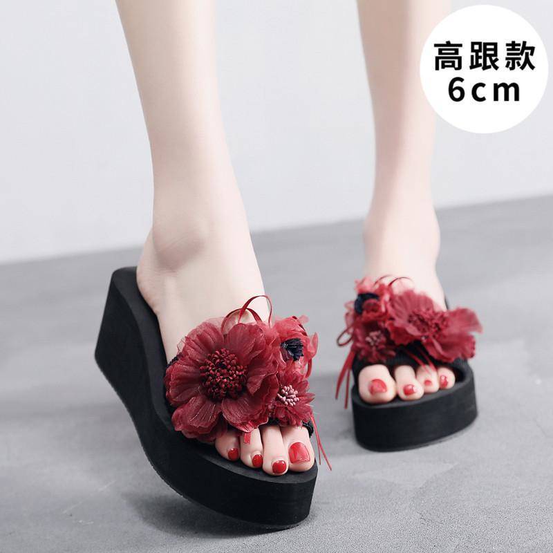 Dép Đế Xuồng Chống Trượt Đính Hoa Và Ngọc Trai Thời Trang
