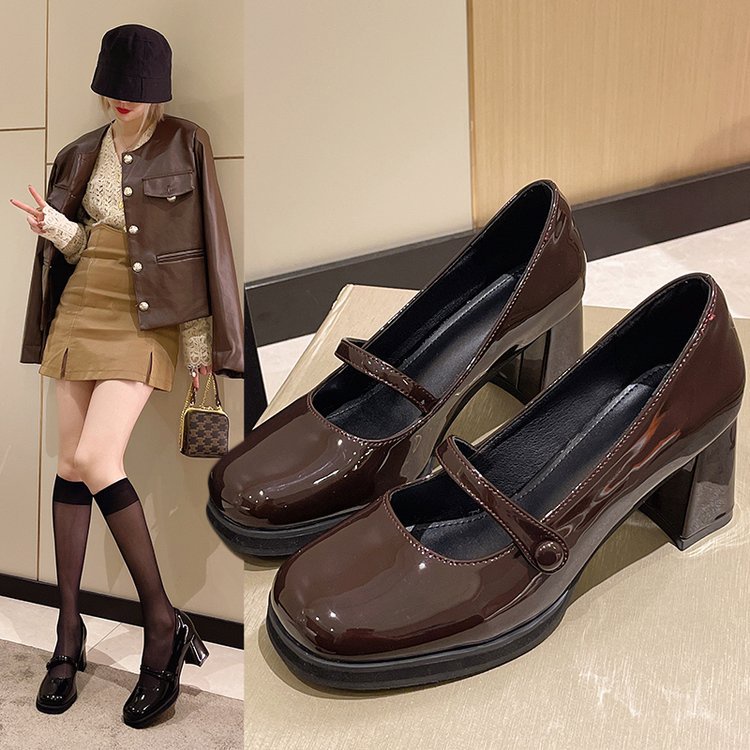 Giày Cao Gót Màu Đen Đế Dày Phong Cách Lolita Pháp Cho Nữ