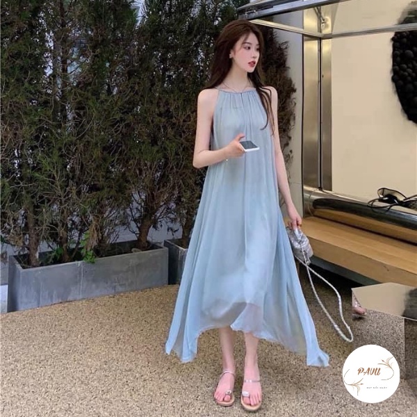 Váy 2 dây đầm maxi đi biển, kiểu váy nữ dáng dài qua gối  babydoll xanh lá đẹp vintage | WebRaoVat - webraovat.net.vn