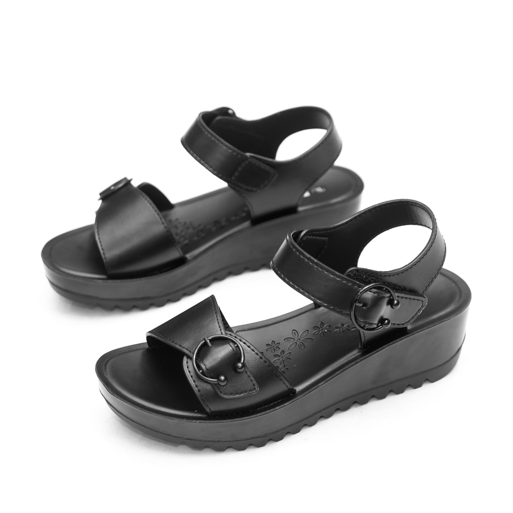 GIÀY SANDAL QUAI HẬU GÓT CAO NỮ BITA'S ĐẾ XUỒNG SAN.02 (ĐEN + TRẮNG) - BITAS